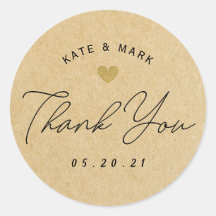 Rustic Kraft Bridal Shower Wedding Favour Classic Round Sticker