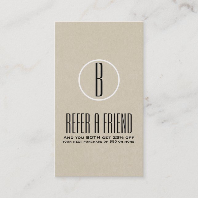Rustic Kraft Brown Minimal Refer a Friend Referral (Front)