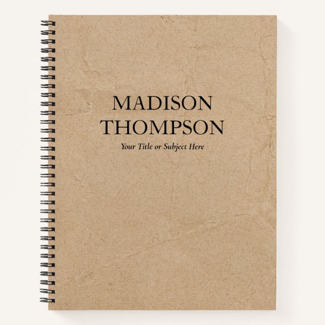Rustic Kraft Brown Paper Simple Professional Notebook (Front)