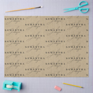 Rustic Kraft Brown Signature Script  Tissue Paper