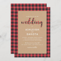 Rustic Kraft & Buffalo Plaid Script Wedding