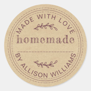 Rustic Kraft Burgundy Homemade Baked Goods Classic Round Sticker
