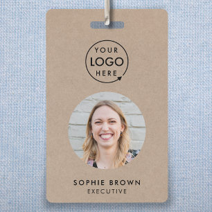 Rustic Kraft Business ID   Minimalist Employee QR Badge