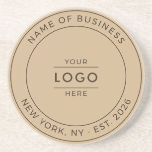 Rustic Kraft Business Logo Established Year Coaster