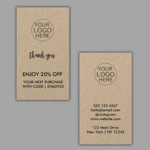 Rustic Kraft Business Thank You Discount Card