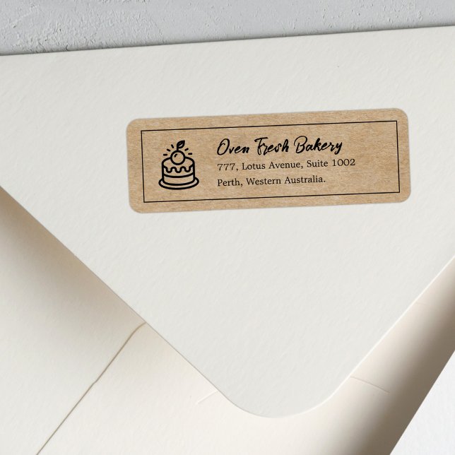 Rustic Kraft Cake Bakery Return Address  Label (Creator Uploaded)