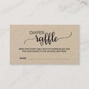 Rustic Kraft Calligraphy Diaper Raffle Enclosure Card
