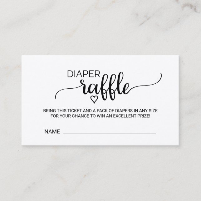 Rustic Kraft Calligraphy Diaper Raffle Enclosure Card (Front)