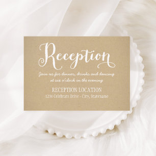 Rustic Kraft Calligraphy Wedding Reception Enclosure Card