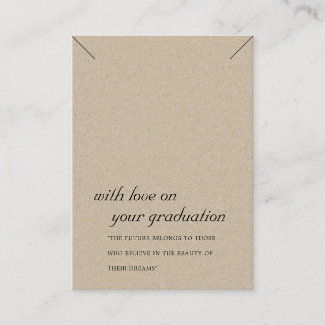 RUSTIC KRAFT CHIC GRADUATION NECKLACE DISPLAY CARD (Front)