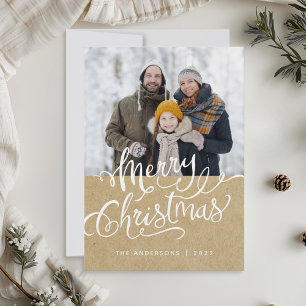 Rustic Kraft Christmas Holiday Photo Overlay Card