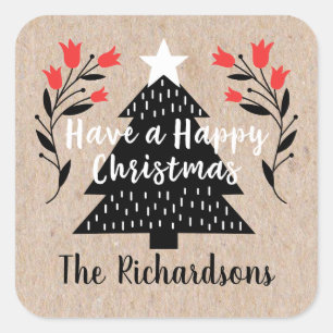 Rustic Kraft Christmas Tree Gift Tag