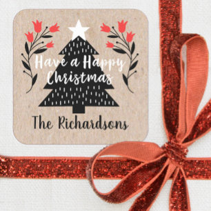 Rustic Kraft Christmas Tree Gift Tag