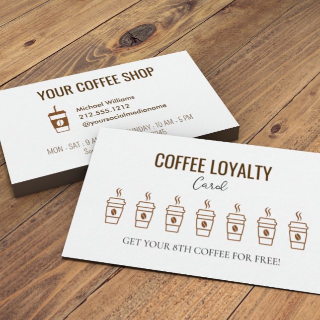 Rustic Kraft Coffee Cups Coffee Loyalty Card  (Creator Uploaded)