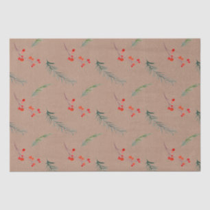 Rustic Kraft Colour Winter Spruce & Berries Tissue Paper