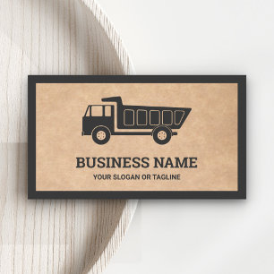 Rustic Kraft Construction Hauling Dump Truck Business Card