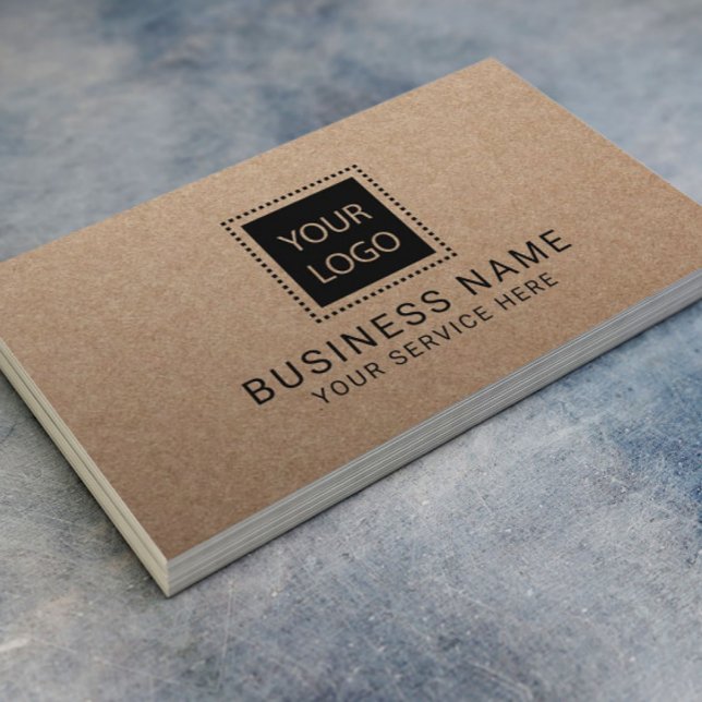 Rustic Kraft Custom Logo Minimalist Business Card (Creator Uploaded)