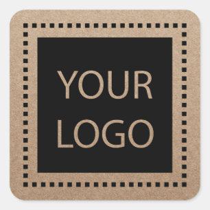 Rustic Kraft Custom Logo Minimalist Square Sticker