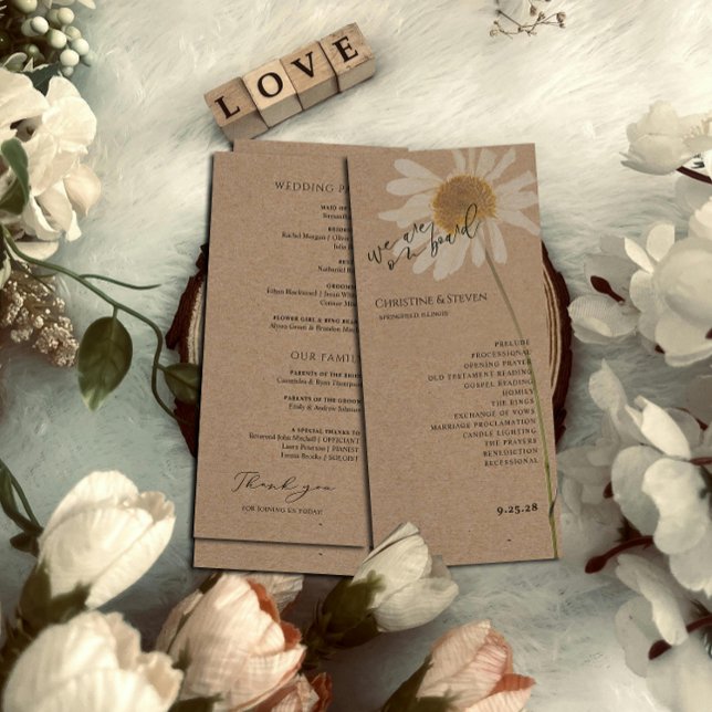 Rustic Kraft Dried floral Wedding Program (Creator Uploaded)