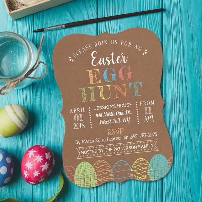 Rustic Kraft Easter Egg Hunt Invitation (Creator Uploaded)