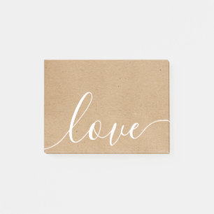 Rustic Kraft Elegant Script Love Post-it Notes