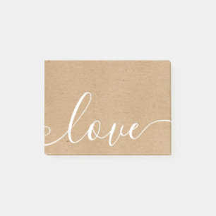 Rustic Kraft Elegant Script Love Post-it Notes