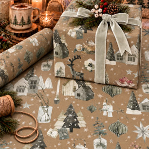 Rustic Kraft Everything Scandinavian Christmas 2 Wrapping Paper