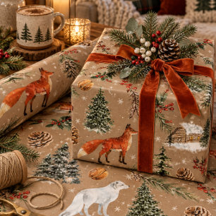 Rustic Kraft Everything Woodland & Arctic Fox Wrapping Paper