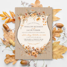 Rustic Kraft Fall Floral Autumn Leaf Brown Wedding