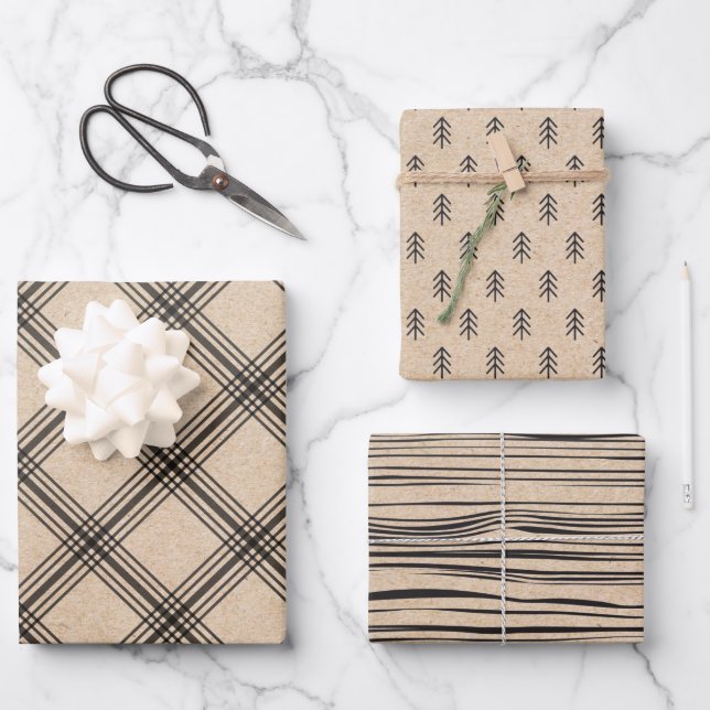 Rustic Kraft Farmhouse holiday wrapping paper (Front)