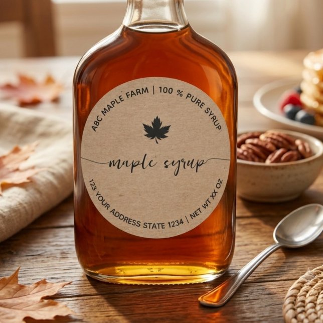 Rustic kraft Farmhouse Maple Syrup Label (Creator Uploaded)