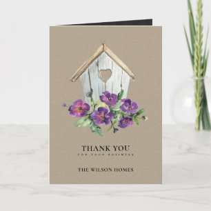 RUSTIC KRAFT FLORAL BIRDHOUSE REALTOR REAL ESTATE THANK YOU CARD