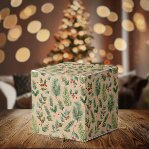 Rustic Kraft Floral Christmas Gift Box