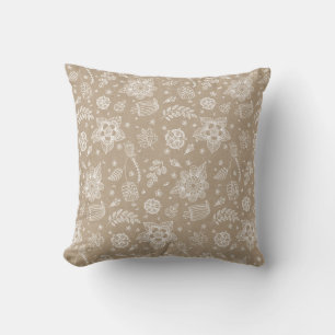 Rustic Kraft Floral Throw Pillow