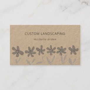 Rustic kraft flowers gardening landscaping business card