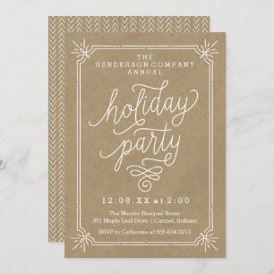 Rustic Kraft Frame Annual Holiday Party Invite