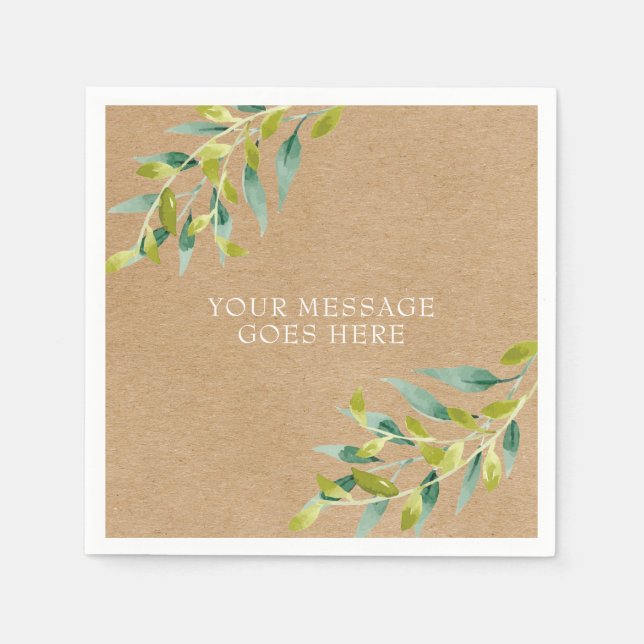 Rustic Kraft  Fresh Meadow Greenery Napkin (Front)