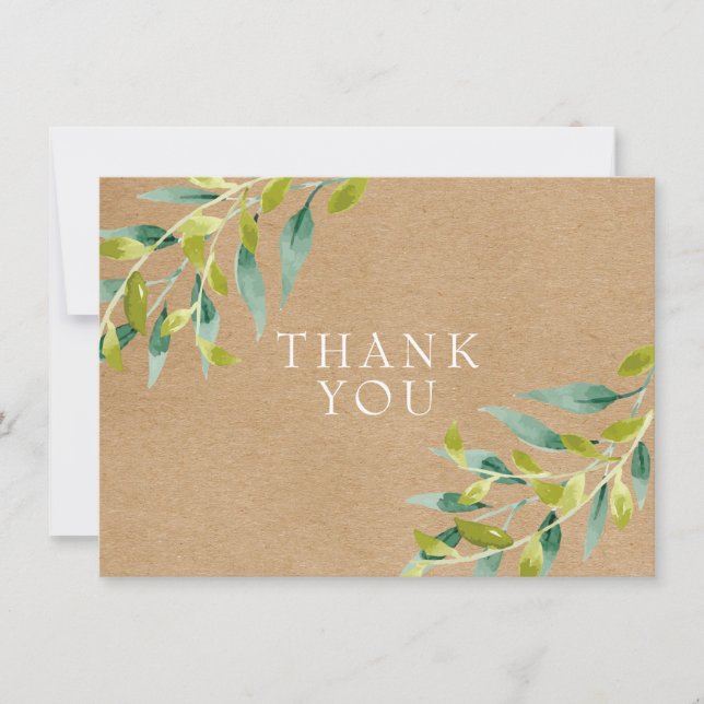 Rustic Kraft Fresh Meadow Leaves Thank You (Front)