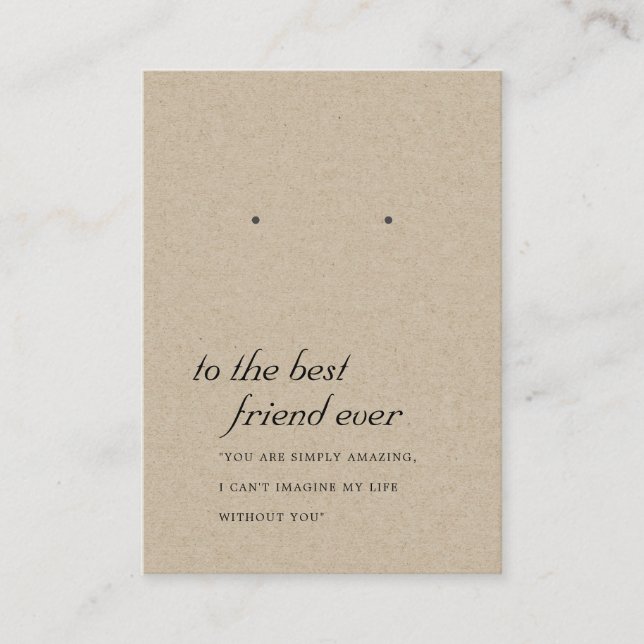 RUSTIC KRAFT FRIEND GIFT EARRING DISPLAY CARD (Front)