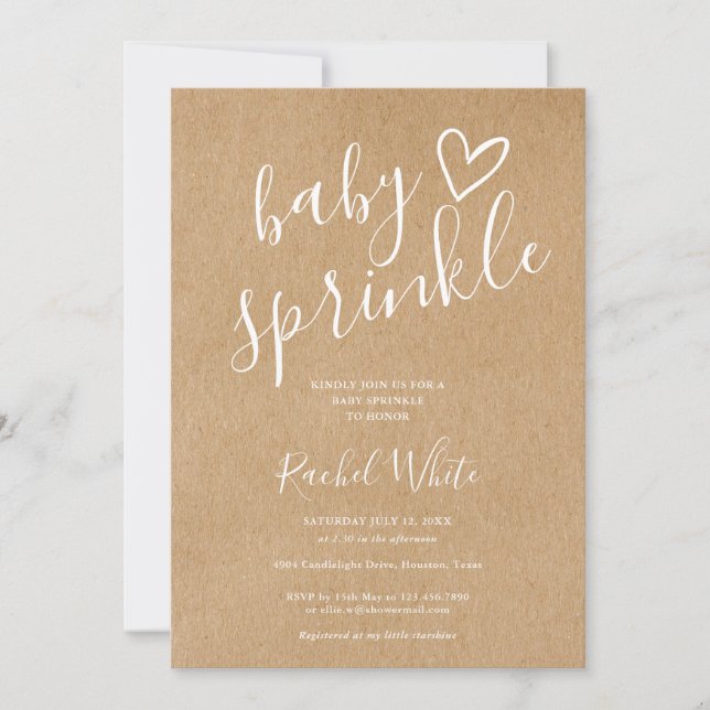 Rustic Kraft Gender Neutral Baby Sprinkle Shower Invitation (Front)