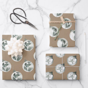Rustic Kraft Glass Ball Holiday Ornaments Wrapping Paper Sheet