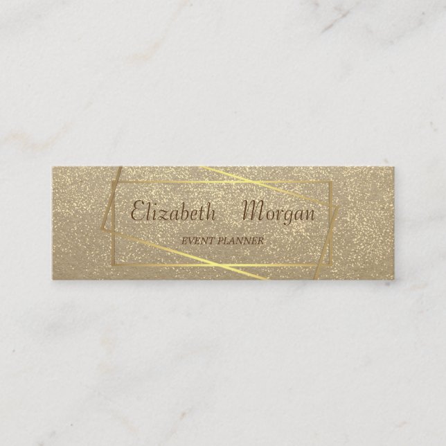 Rustic Kraft,Gold Confetti , Frame Mini Business Card (Front)