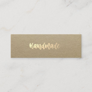 Rustic Kraft,Gold, Simple, Handmade Mini Business Card