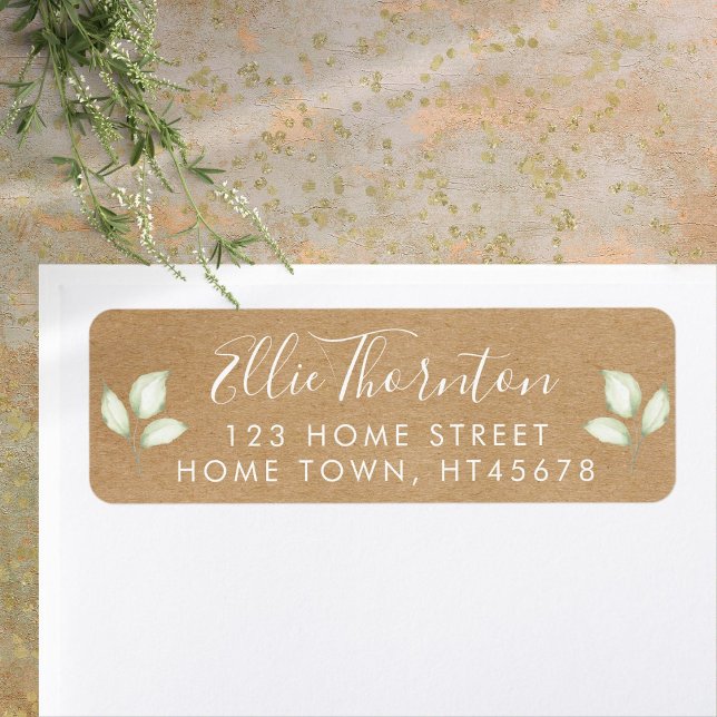 Rustic Kraft Greenery Script Name Return Address Label (Rustic Kraft Greenery Script Name Return Address Label)