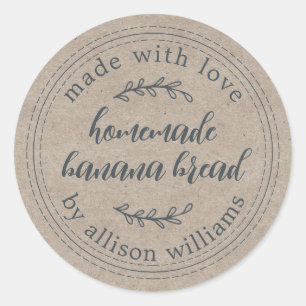 Rustic Kraft Homemade Banana Bread  Classic Round Sticker