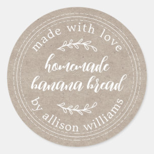 Rustic Kraft Homemade Banana Bread  Classic Round Sticker