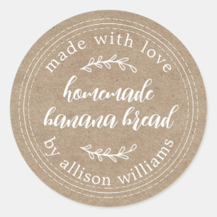 Rustic Kraft Homemade Banana Bread  Classic Round Sticker