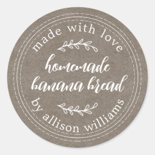 Rustic Kraft Homemade Banana Bread  Classic Round Sticker