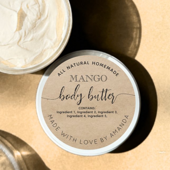 Rustic kraft Homemade BODY BUTTER Label (Creator Uploaded)