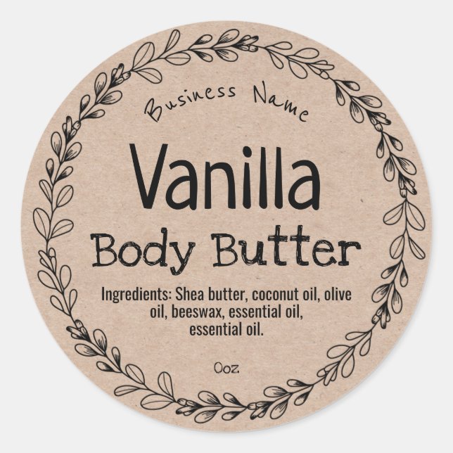 Rustic Kraft Homemade Product Labels (Front)